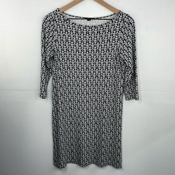 J. Jill Wearever Collection LP 3/4 Sleeve Black White Pop Over Stretch Dress XS - Picture 1 of 9